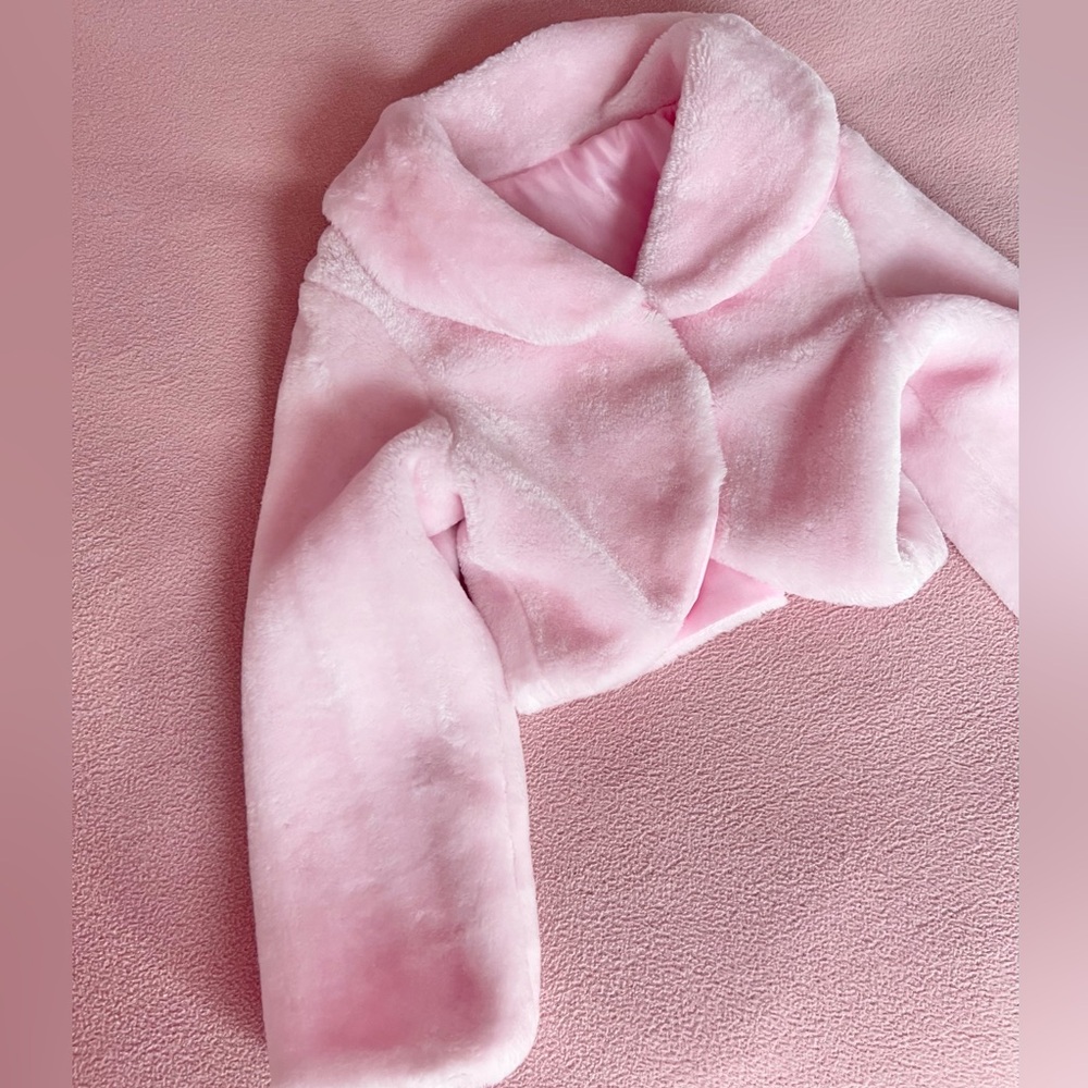 Girls pink faux fur jacket